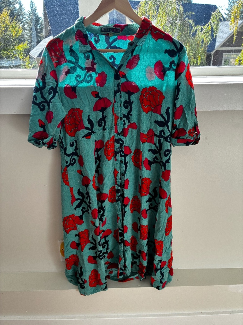 Bombay Paisley Button front floral shirtdress (XL)
